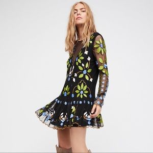 Backless mesh front mesh sleeve free people dress